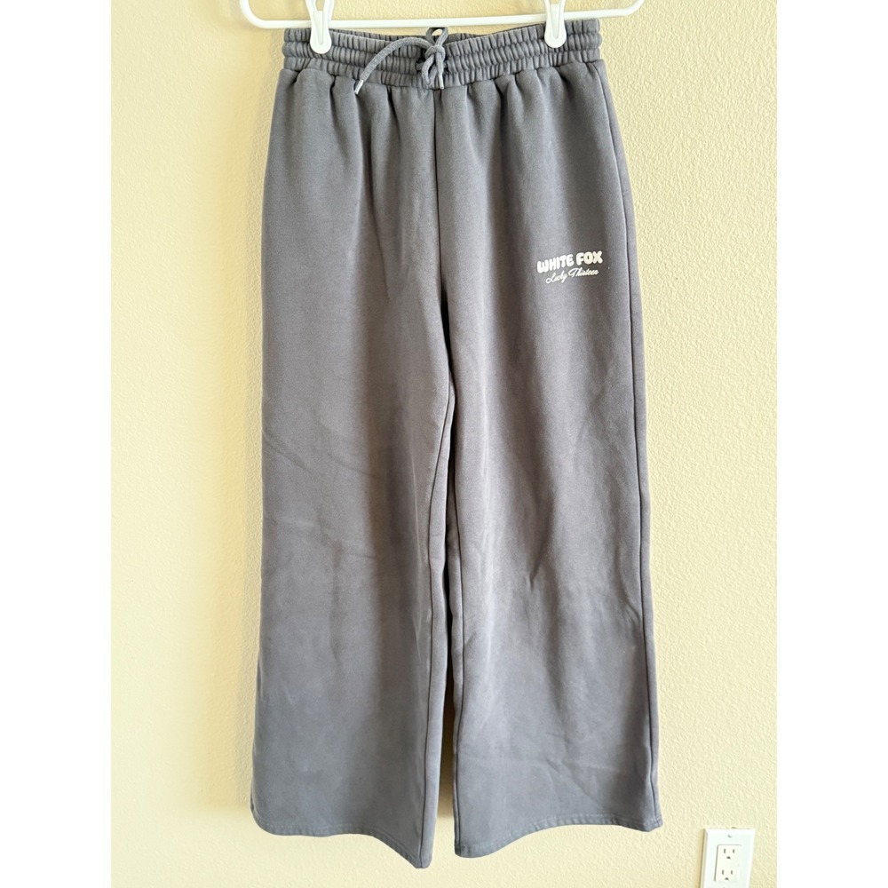 White Fox Lucky Thirteen Gray Butterfly Wide Leg Sweatpants Women's Medium